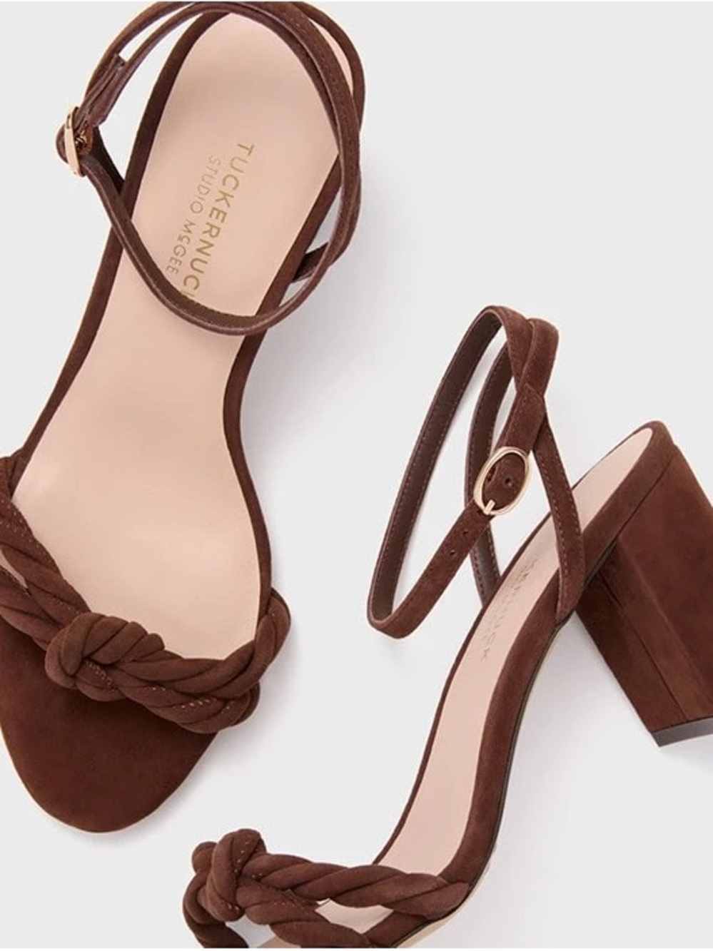 Tuckernuck x Studio McGee Wren Brown Suede Block Heel Sandals Ankle - Size 8